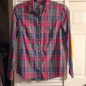 Plaid long sleeve button up. JCREW